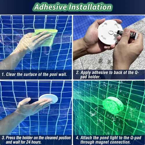Vista 4 de Qoolife - Luces recargables sumergibles para piscina con mando a distancia, impermeables, carga subacuática, operadas por batería, controladas, 25