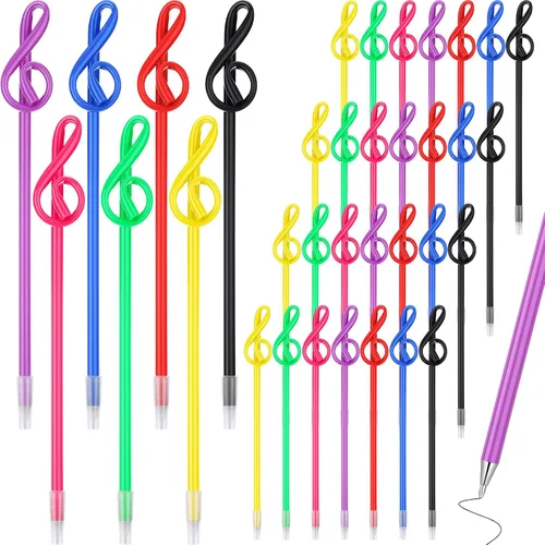 Vista 8 de Lincia 100 bolígrafos de notas musicales a granel, bolígrafos musicales a granel, recuerdos de fiesta temática musical, regalos novedosos para coro