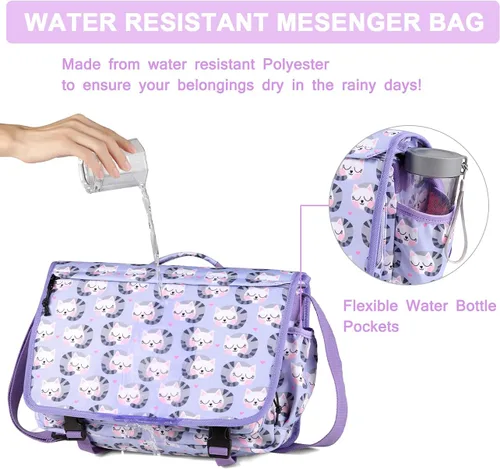 Vista 3 de VASCHY Bolsa tipo mensajero para niños, bonita bolsa cruzada para laptop de 15.6 pulgadas, para niños, niñas, adolescentes y mujeres