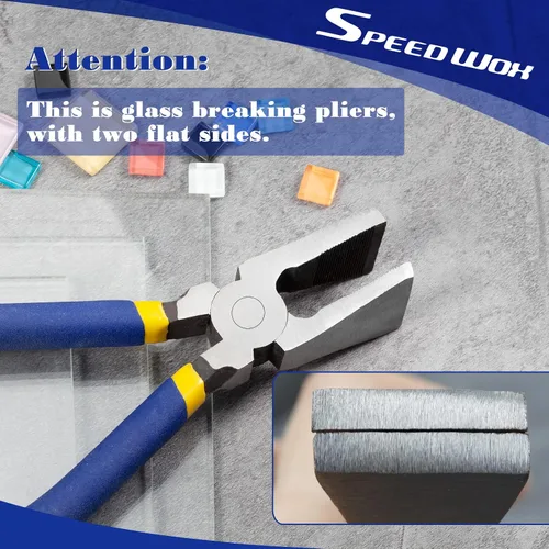 Vista 2 de SPEEDWOX Alicates de vidrio - Herramienta resistente de rotura de vidrieras de 8 pulgadas para trabajos de azulejos y mosaicos Heavy Duty, Stained
