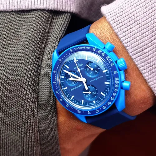 Vista 6 de Correa de reloj para Omega X Swatch Moonswatch Correa de reloj Speedmaster 20MM de liberación rápida de goma de repuesto
