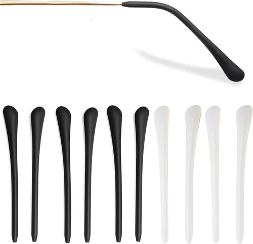 Vista 9 de KECHIO Puntas de silicona antideslizantes para lentes de oreja, reemplazo de tubo para patas de gafas de metal fino, 3 negro/2 marrón