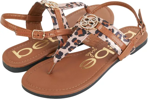 Vista 4 de bebe Sandalias para niñas Sandalias de piel sintética de leopardo con correas en el talón (niño pequeñoniño grande), Oro, 0 Little Kid
