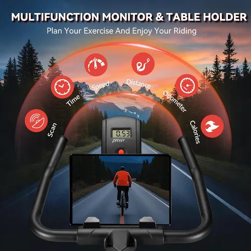 Vista 7 de Exercise Bike, Wenoker Magnetic Resistance Stationary Bike for Home App Sync Indoor Bike with 350lbs Weight Capacity, Tablet Holder and Fitness