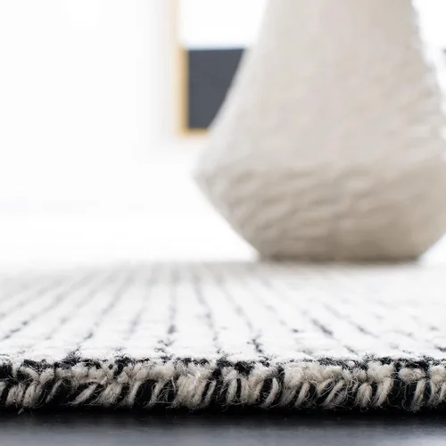 Vista 3 de SAFAVIEH Abstract Collection - Alfombra decorativa, 2 x 3 pies, marfil y negro, hecha a mano de lana y viscosa, ideal para zonas de alto tráfico