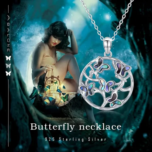 Vista 4 de YEESIA Lucky 4 Leaf CloverLotus TurquoiseRoseTree of Life Necklace for Women Girls 925 Sterling Silver Pendant HeartButterfly Necklaces Birthday