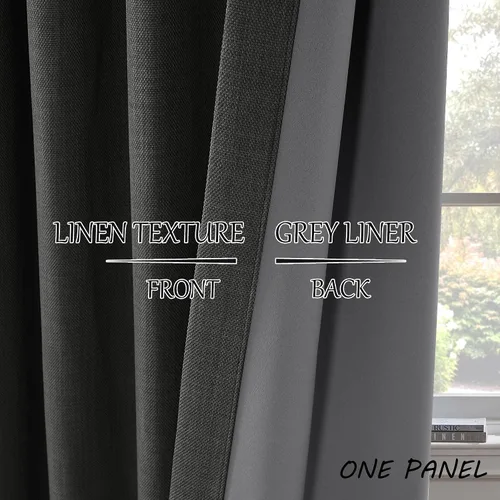 Vista 2 de StangH - Cortinas de lino primitivo 100% opacas, paneles pesados para dormitorio, dobles capas con lengüeta trasera, tratamientos para ventanas