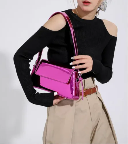 Vista 2 de Bolso de noche para mujer, bolso de mano Y2k, plateado brillante, bolso de mano, bolso de fiesta, lindo bolso metálico