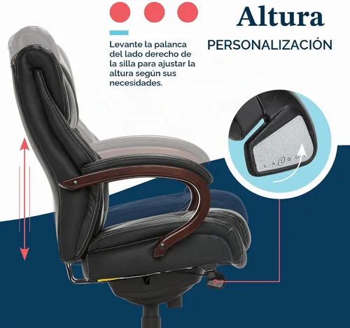 Vista 8 de La-Z-Boy Executive Ergonomic Office Chair with Lumar Support, Leather Chair Negro