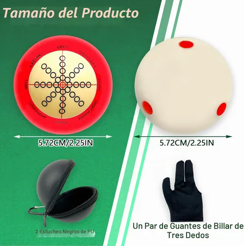 Vista 2 de 2 unidades de bola de billar de 2-1/4 pulgadas, bola de taco de billar de práctica con un par de guantes de billar de tres dedos, 2 cajas de billar