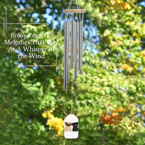 Vista 5 de Divertidos carillones de viento conmemorativos para perros con 6 tubos de aleación de aluminio, campanillas de viento, regalo para patio al aire