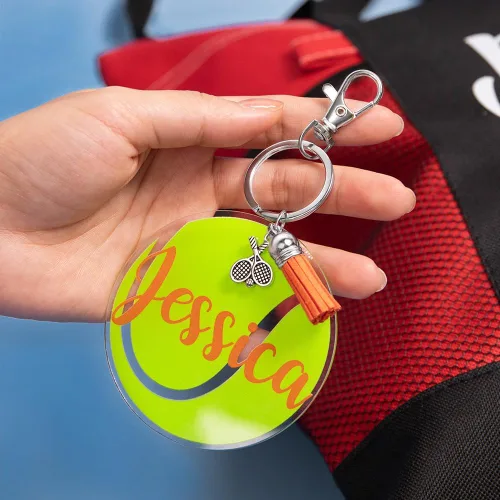 Vista 2 de Etiqueta de bolsa de tenis con nombre personalizado, regalo para jugador de tenis, entrenador, etiqueta de equipaje de tenis, regalo de tenis