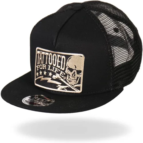 Vista 3 de Hot Leathers GSH2003 Tatuado de por Vida Calavera y Pernos Gorra Snap Back