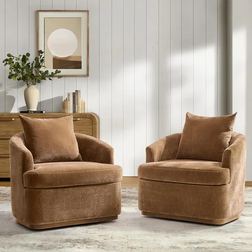 Vista 16 de HULALA HOME Silla giratoria moderna con base de madera maciza, óxido Herrumbre