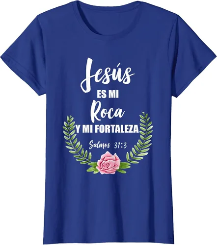 Vista 19 de Jesus ES Mi Roca - Camiseta con versículo bíblico cristiano español Salmos Asphalt Grey