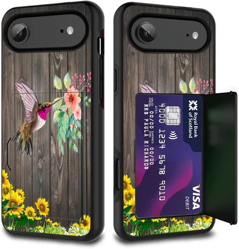 Vista 47 de Funda para tarjetas de crédito, doble capa híbrida a prueba de golpes, protección contra caídas con función atril para iPhone 17 de 6.3 pulgadas