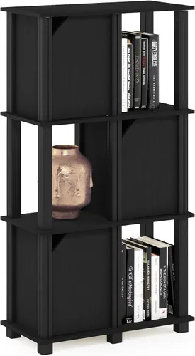 Vista 14 de FURINNO Brahms - Estantería de almacenamiento, 3 niveles, roble negro/negro