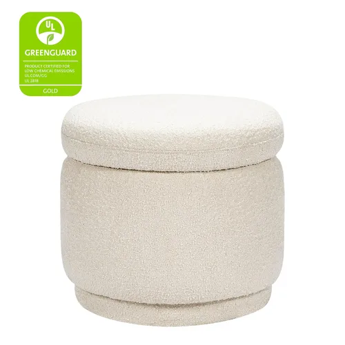 Vista 4 de Babyletto Enoki - Otomana de almacenamiento en ramo de marfil, oro Greenguard y certificado CertiPUR-US