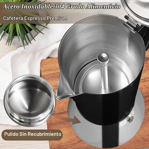 Vista 5 de 4 tazas espesado Moka Pot 304 Acero Inoxidable 6.8 fl oz
