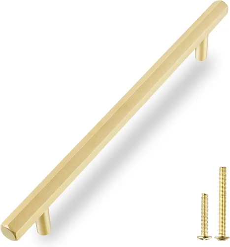 Vista 11 de QOGRISUN Paquete de 5 perillas de latón macizo para cajones hexagonales, manijas de un solo agujero, adecuadas para herrajes de cocina, baño, cómoda