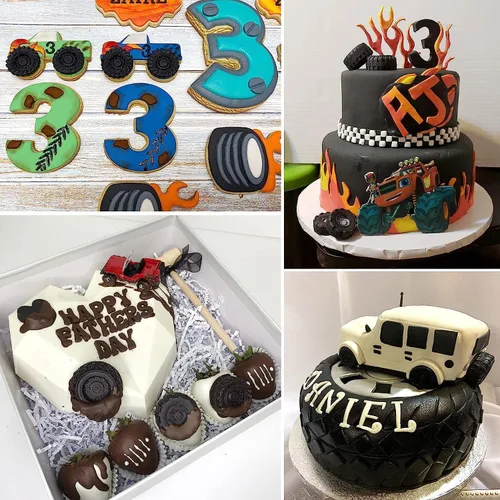 Vista 8 de Molde redondo 3D para fondant para neumáticos, moldes de silicona para rueda de camión, 4 piezas, para decoración de pasteles, proceso de azúcar