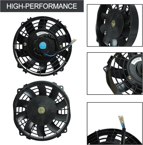 Vista 4 de 7 "pulgadas universal delgado ventilador push pull radiador eléctrico refrigeración 12V kit de montaje negro