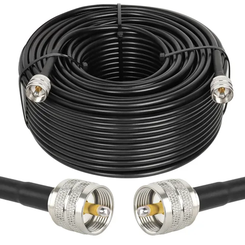 Vista 20 de MOOKEERF RG8x Cable de puente 1 pie, paquete de 2 PL259 Cable coaxial CB de puente 50 Ohm, extensión de antena CB de baja pérdida UHF PL259 macho a