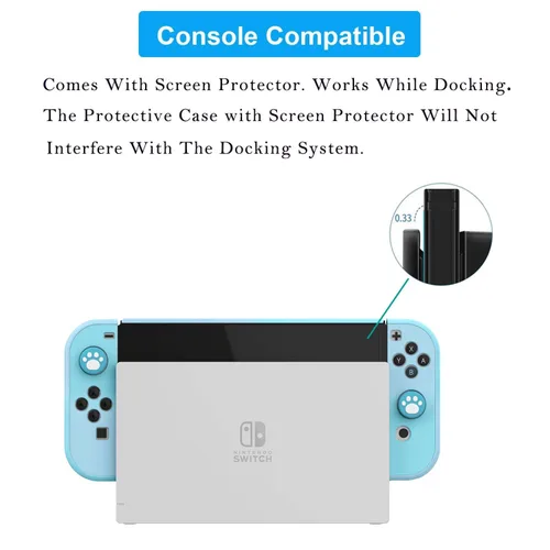 Vista 3 de COMCOOL Dockable Case for Nintendo Switch Oled - [9 FT Military Grade Drop Protection] [with Tempered Glass Screen Protector and Thumb Grips]
