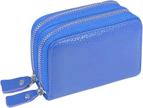 Vista 17 de Cartera de cuero para mujer, con doble tarjeta, tarjetero con cremallera, múltiples compartimentos, bloqueo RFID C-W-1, Rosado, Talla única