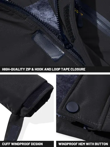 Vista 5 de TACVASEN Chaquetas de esquí de invierno para hombre, abrigos de vellón impermeables con aislamiento térmico para snowboard, parka con capucha