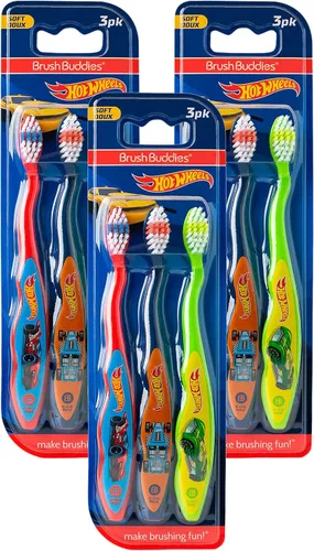 Vista 9 de Brush Buddies Hot Wheels - Cepillo de dientes para niños, paquete de cepillos de dientes, cerdas suaves para niños, niños de 2 a 4 años, paquete