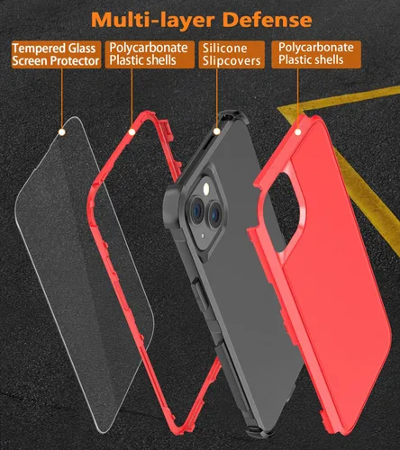 Vista 3 de Diverbox Funda para iPhone 15 Plus - Rojo