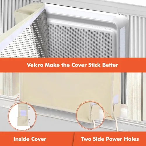 Vista 5 de 2 cubiertas de aire acondicionado de ventana para exteriores y cubiertas de aire acondicionado para interiores, aislamiento de 3 capas con papel