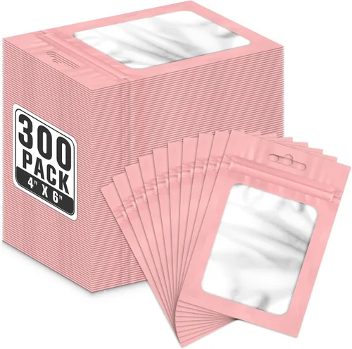 Vista 24 de ANZNKU 300 bolsas holográficas de Mylar resellables, bolsas resellables de 4x6 pulgadas para pequeñas empresas, bolsa de kit para resaca a prueba