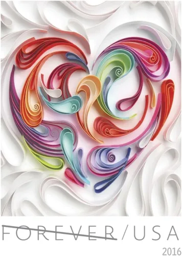 Vista 2 de Hoja de 20 estampillas postales Heart Forever en papel filigrana