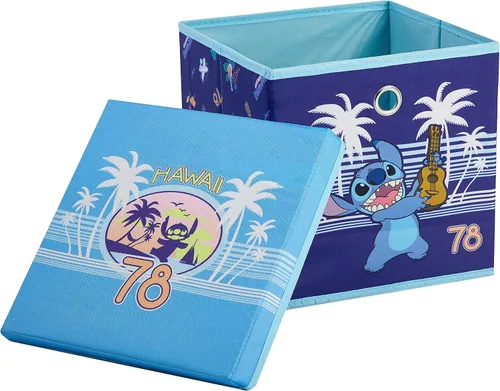 Vista 9 de Idea Nuova Bluey Cubo de almacenamiento de tela plegable, contenedor organizador de 10 pulgadas con tapa para dormitorio, sala de juegos y armario