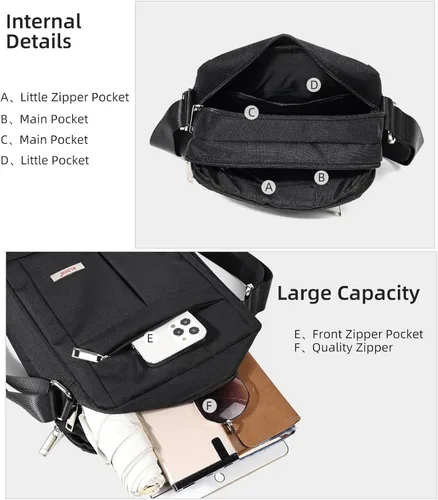 Vista 6 de KL928 Bolsa de mensajero para hombre – Bolso cruzado de hombro, bolsa de viaje para hombre, bolso casual para trabajo y negocios