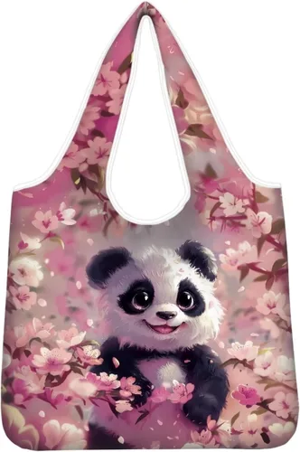 Vista 16 de Belidome Bolsa de comestibles con diseño de donas de ajolotl para compras, lavable, reutilizable, con bolsillo para asa