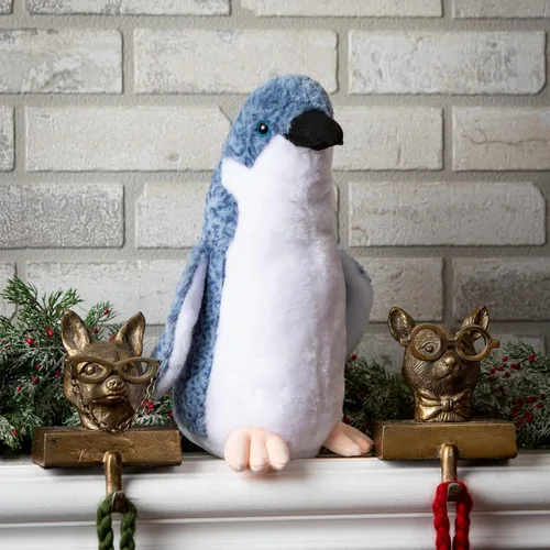 Vista 4 de The Petting Zoo Peluche de pingüino azul, regalos para niños, animales marinos Wild Onez, juguete de peluche de pingüino Zoologee de 12 pulgadas