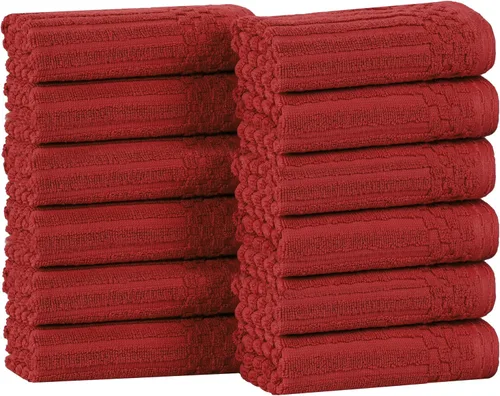 Vista 118 de Superior Juego de 6 toallas de algodón sólido y acanalado, toallas de cara de 13 x 13 pulgadas, toallas de mano de 16 x 28 pulgadas, toallas de baño