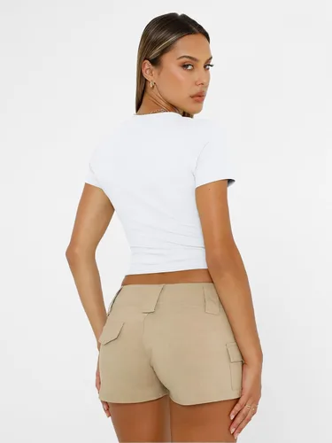 Vista 5 de AUTOMET - Camisetas básicas de manga corta para mujer, para verano, entrenamiento o gimnasio, con cuello redondo, ropa moderna estilo Y2K