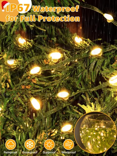 Vista 5 de BrightChristmas Luces de Navidad de 600 LED de 196 pies, tira de luces impermeables para exteriores con control remoto y temporizador, luces