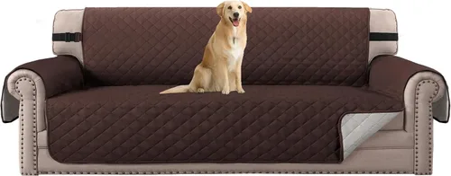Vista 73 de H.VERSAILTEX Funda de sofá resistente al agua para sofá de 3 cojines, reversible, protector de muebles acolchado con correa elástica, funda de sofá