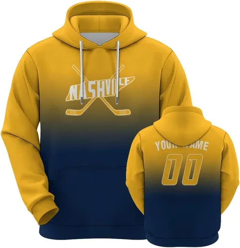 Vista 19 de Custom Hockey City Map Gradient Hoodies-Personalized Name Number Hooded Sweatshirts Hockey Fans Gifts for Men,Women,Youth