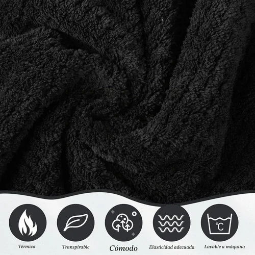 Vista 3 de Tigeen Spa Robe for Women Waffle Spa Wraps Negro