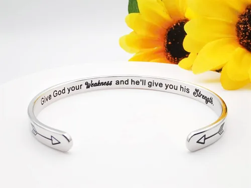 Vista 381 de Pulseras inspiradoras para mujer, joyería de acero inoxidable, con refranes, pulsera motivacional con mensaje oculto, pulseras grabadas para mejor
