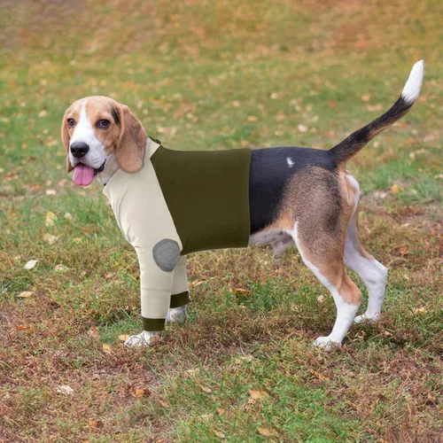 Vista 7 de LeLePet Traje de recuperación para perros para las patas delanteras, manga para perros para detener la lamida, protector de codo para lesiones