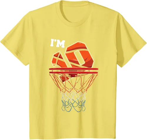 Vista 86 de Camiseta de regalo de cumpleaños con red de baloncesto de 10 años, Negro