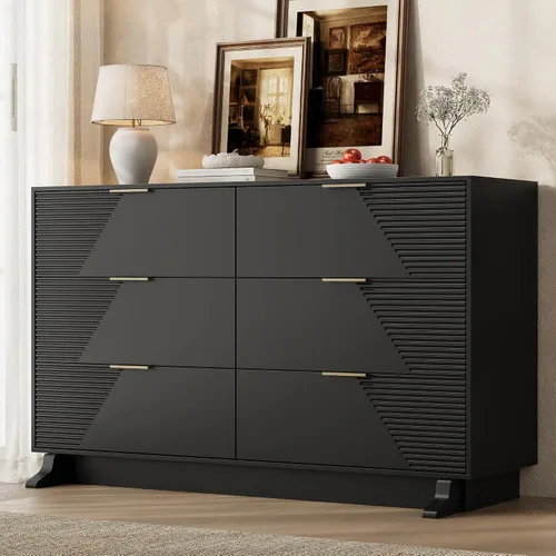 Vista 8 de Gyfimoie Cómoda negra para dormitorio, cómoda moderna de 47.2 pulgadas de Negro