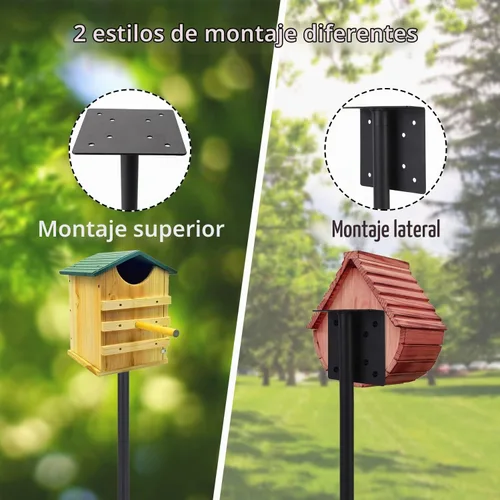 Vista 4 de Kit de poste para comedero de pájaros, poste de casa de pájaros de 79 pulgadas para exteriores resistente, 5 puntas de base ajustables, soporte